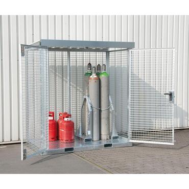 Conteneur à bouteilles de gaz avec fond en tôle larmée, capacité de charge 1 000 kg/m²